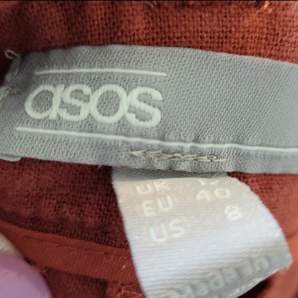 Asos Rust High-Waisted Paper Bag With Cuff Summer Comfort Size 8 - Picture 7 of 11